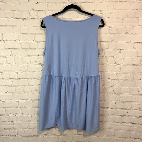 Zenana Top Plus Size Tank Flowy Jersey High Low Empire Waist Sky Blue 1X - Picture 4 of 6